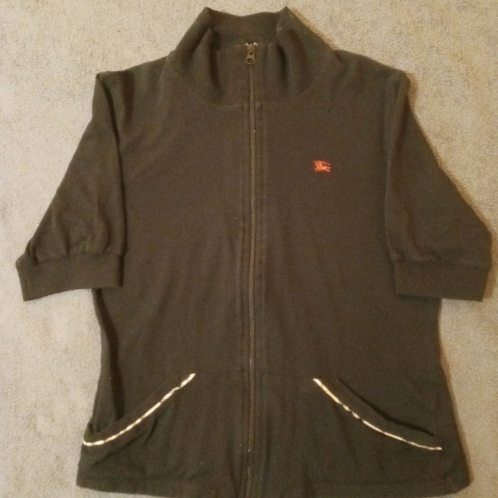 Burberry vintage womens top - full zip - black - size womens LARGE